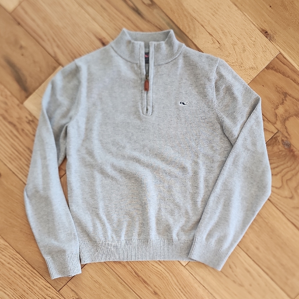 Vineyard Vines Light Gray Kids Half-Zip Sweater